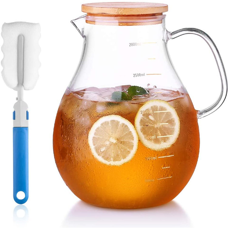 Prep & Savour 95 Ounce Large Glass Pitcher With Lid And Handle Heat